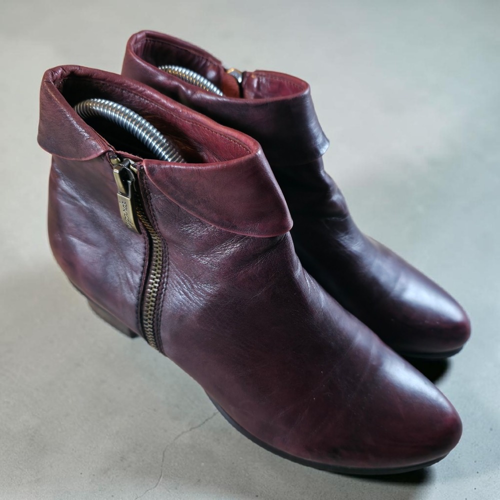Regarde Le Ciel Womens Stefany Boot Red Burgundy Leather Bootie Low Size 38‎ / 8